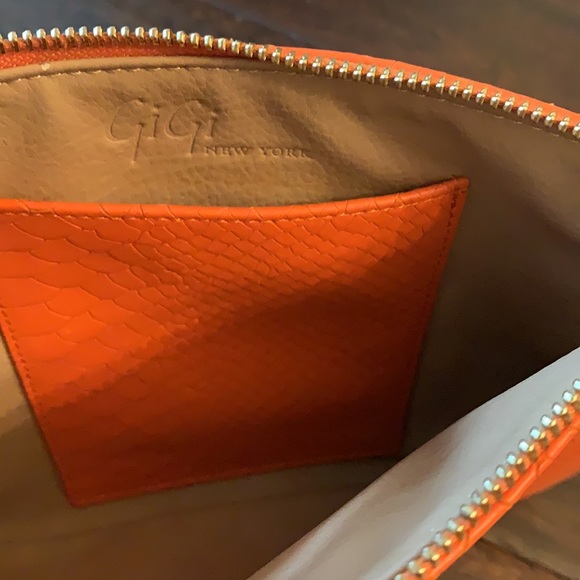 GiGi New York Orange Leather Clutch Like NEW! - Picture 6 of 7